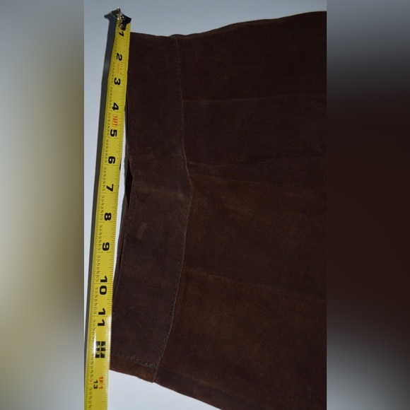 Women Vanity 2 Pieces Set 100% Leather Vest & Skirt Brown - Picture 10 of 14